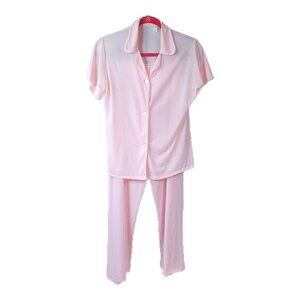 Vintage 60’s 70’s Size 32 Pink Nylon 2 Piece Pajama Set